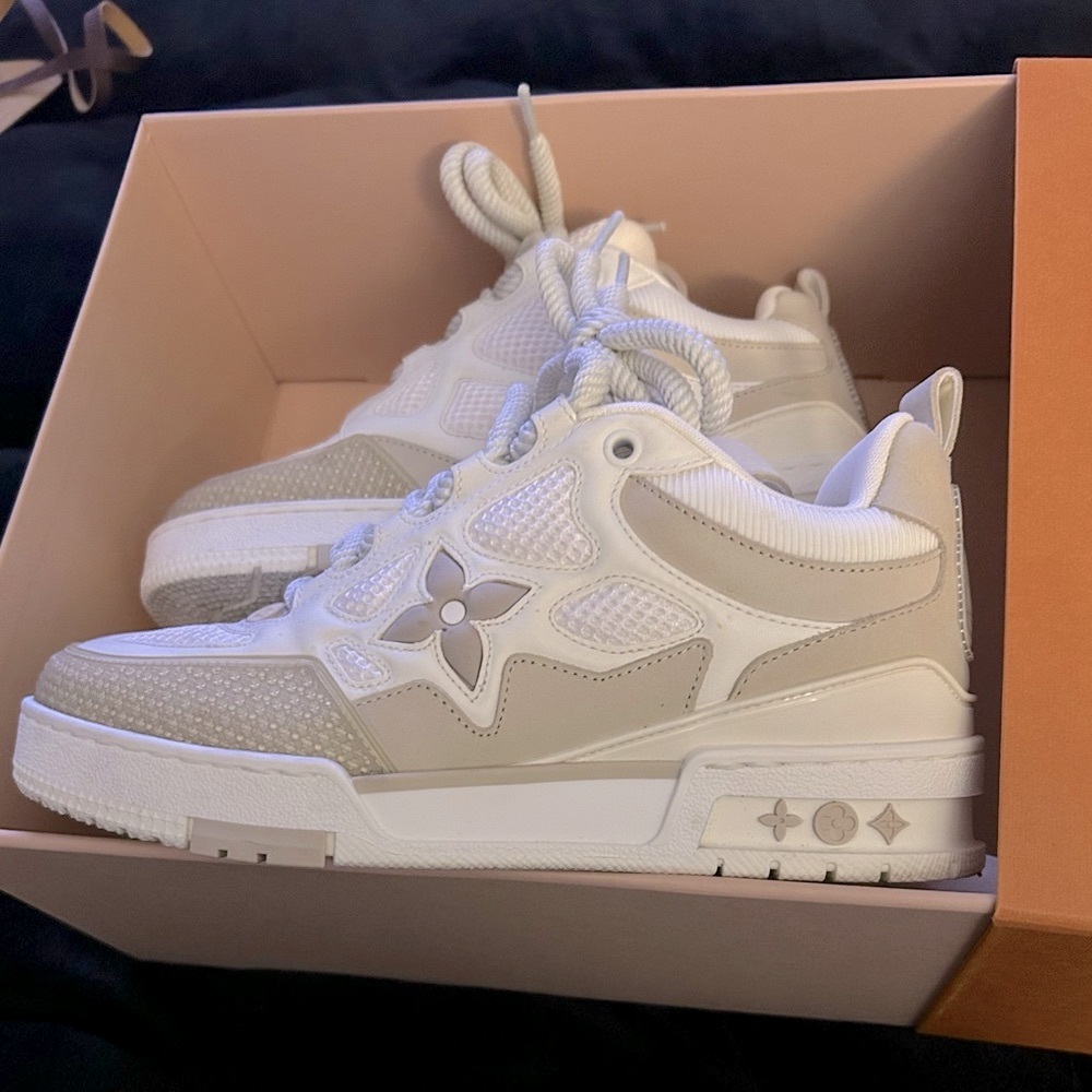 Louis Vuitton White and Cream Athletic Shoes with Chunky Design